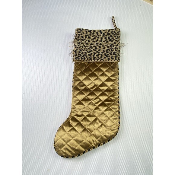 Villa Bacci Leopard Cheetah Animal Print Gold Black Luxury Christmas Stocking - Picture 8 of 11